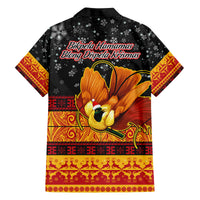 PNG Hamamas Krismas Family Matching Tank Maxi Dress and Hawaiian Shirt Papua New Guinea Bird Of Paradise Merry Christmas Black Style LT9 - Polynesian Pride
