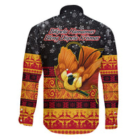 PNG Hamamas Krismas Family Matching Tank Maxi Dress and Hawaiian Shirt Papua New Guinea Bird Of Paradise Merry Christmas Black Style LT9 - Polynesian Pride