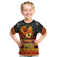 PNG Hamamas Krismas Kid T Shirt Papua New Guinea Bird Of Paradise Merry Christmas Black Style LT9 Black - Polynesian Pride