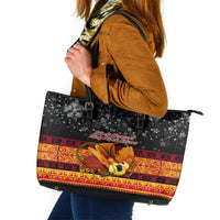 PNG Hamamas Krismas Leather Tote Bag Papua New Guinea Bird Of Paradise Merry Christmas Black Style LT9 Black - Polynesian Pride