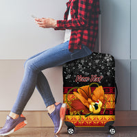 Personalised PNG Hamamas Krismas Luggage Cover Papua New Guinea Bird Of Paradise Merry Christmas Black Style LT9 - Polynesian Pride