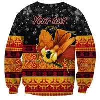 Personalised PNG Hamamas Krismas Sweatshirt Papua New Guinea Bird Of Paradise Merry Christmas Black Style LT9 - Polynesian Pride