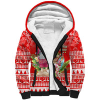Personalised Hawaii Mele Kalikimaka Sherpa Hoodie Santa Beach Merry Christmas LT9 Unisex Red - Polynesian Pride