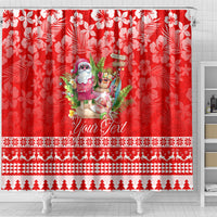 Personalised Hawaii Mele Kalikimaka Shower Curtain Santa Beach Merry Christmas LT9 - Polynesian Pride