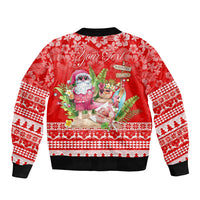 Personalised Hawaii Mele Kalikimaka Sleeve Zip Bomber Jacket Santa Beach Merry Christmas LT9 - Polynesian Pride
