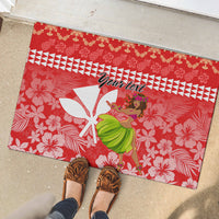 Personalised Hawaii Mele Kalikimaka Rubber Doormat Santa Claus and Hula Dancing Merry Christmas LT9 - Polynesian Pride