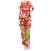 Personalised Hawaii Mele Kalikimaka Tank Maxi Dress Santa Claus and Hula Dancing Merry Christmas LT9 Women Red - Polynesian Pride