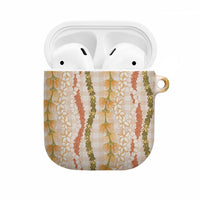 Hawaiian Ohia Lehua Lei AirPods Case Plaid Palaka Ahiehie Pattern LT9 Beige - Polynesian Pride