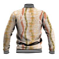 Hawaiian Ohia Lehua Lei Baseball Jacket Plaid Palaka Ahiehie Pattern LT9 - Polynesian Pride