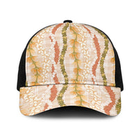 Hawaiian Ohia Lehua Lei Baseball Net Cap Plaid Palaka Ahiehie Pattern LT9 One Size Black Beige - Polynesian Pride