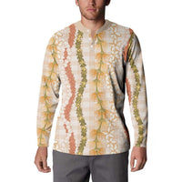 Hawaiian Ohia Lehua Lei Button Sweatshirt Plaid Palaka Ahiehie Pattern LT9 - Polynesian Pride