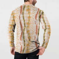 Hawaiian Ohia Lehua Lei Button Sweatshirt Plaid Palaka Ahiehie Pattern LT9 - Polynesian Pride