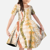 Hawaiian Ohia Lehua Lei Family Matching Mermaid Dress and Hawaiian Shirt Plaid Palaka Ahiehie Pattern - Polynesian Pride