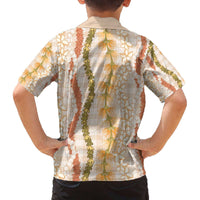 Hawaiian Ohia Lehua Lei Family Matching Off The Shoulder Long Sleeve Dress and Hawaiian Shirt Plaid Palaka Ahiehie Pattern - Polynesian Pride