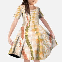 Hawaiian Ohia Lehua Lei Family Matching Off Shoulder Maxi Dress and Hawaiian Shirt Plaid Palaka Ahiehie Pattern - Polynesian Pride
