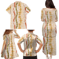 Hawaiian Ohia Lehua Lei Family Matching Puletasi and Hawaiian Shirt Plaid Palaka Ahiehie Pattern - Polynesian Pride