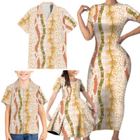 Hawaiian Ohia Lehua Lei Family Matching Short Sleeve Bodycon Dress and Hawaiian Shirt Plaid Palaka Ahiehie Pattern - Polynesian Pride
