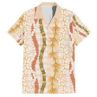 Hawaiian Ohia Lehua Lei Family Matching Summer Maxi Dress and Hawaiian Shirt Plaid Palaka Ahiehie Pattern LT9 Dad's Shirt - Short Sleeve Beige - Polynesian Pride