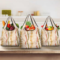 Hawaiian Ohia Lehua Lei Grocery Bag Plaid Palaka Ahiehie Pattern LT9 3-pack One Size Beige - Polynesian Pride