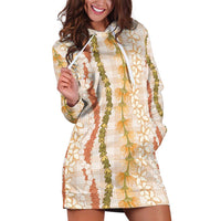 Hawaiian Ohia Lehua Lei Hoodie Dress Plaid Palaka Ahiehie Pattern - Polynesian Pride