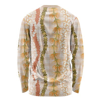 Hawaiian Ohia Lehua Lei Long Sleeve Shirt Plaid Palaka Ahiehie Pattern LT9 - Polynesian Pride