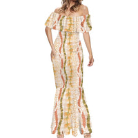 Hawaiian Ohia Lehua Lei Mermaid Dress Plaid Palaka Ahiehie Pattern - Polynesian Pride