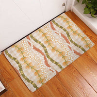 Hawaiian Ohia Lehua Lei Rubber Doormat Plaid Palaka Ahiehie Pattern LT9 - Polynesian Pride