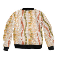 Hawaiian Ohia Lehua Lei Sleeve Zip Bomber Jacket Plaid Palaka Ahiehie Pattern LT9 - Polynesian Pride