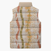 Hawaiian Ohia Lehua Lei Sleeveless Puffer Jacket Plaid Palaka Ahiehie Pattern LT9 - Polynesian Pride