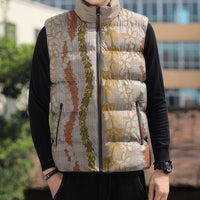 Hawaiian Ohia Lehua Lei Sleeveless Puffer Jacket Plaid Palaka Ahiehie Pattern LT9 - Polynesian Pride