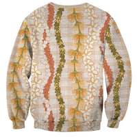 Hawaiian Ohia Lehua Lei Sweatshirt Plaid Palaka Ahiehie Pattern LT9 - Polynesian Pride