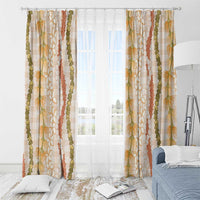 Hawaiian Ohia Lehua Lei Window Curtain Plaid Palaka Ahiehie Pattern - Polynesian Pride