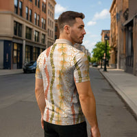 Hawaiian Ohia Lehua Lei Zipper Polo Shirt Plaid Palaka Ahiehie Pattern - Polynesian Pride