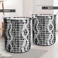 Hawaiian Ohia Lehua Lei Laundry Basket Plaid Palaka Eleele Pattern LT9 - Polynesian Pride