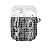 Hawaiian Ohia Lehua Lei AirPods Case Plaid Palaka Eleele Pattern LT9 Black - Polynesian Pride
