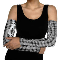 Hawaiian Ohia Lehua Lei Arm Sleeves Plaid Palaka Eleele Pattern LT9 - Polynesian Pride
