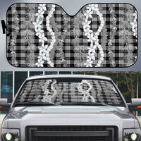 Hawaiian Ohia Lehua Lei Auto Sun Shade Plaid Palaka Eleele Pattern - Polynesian Pride
