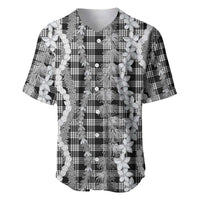 Hawaiian Ohia Lehua Lei Baseball Jersey Plaid Palaka Eleele Pattern LT9 Black - Polynesian Pride