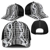 Hawaiian Ohia Lehua Lei Baseball Net Cap Plaid Palaka Eleele Pattern LT9 - Polynesian Pride