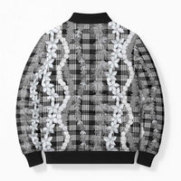 Hawaiian Ohia Lehua Lei Bomber Puffer Jacket Plaid Palaka Eleele Pattern LT9 - Polynesian Pride