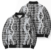 Hawaiian Ohia Lehua Lei Bomber Puffer Jacket Plaid Palaka Eleele Pattern LT9 - Polynesian Pride