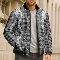 Hawaiian Ohia Lehua Lei Bomber Puffer Jacket Plaid Palaka Eleele Pattern LT9 - Polynesian Pride
