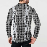 Hawaiian Ohia Lehua Lei Button Sweatshirt Plaid Palaka Eleele Pattern LT9 - Polynesian Pride