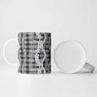 Hawaiian Ohia Lehua Lei Ceramic Mug Plaid Palaka Eleele Pattern - Polynesian Pride