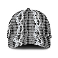 Hawaiian Ohia Lehua Lei Classic Cap Plaid Palaka Eleele Pattern LT9 Universal Fit Black - Polynesian Pride