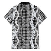 Hawaiian Ohia Lehua Lei Family Matching Off Shoulder Short Dress and Hawaiian Shirt Plaid Palaka Eleele Pattern LT9 - Polynesian Pride