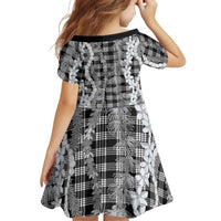 Hawaiian Ohia Lehua Lei Family Matching Short Sleeve Bodycon Dress and Hawaiian Shirt Plaid Palaka Eleele Pattern - Polynesian Pride