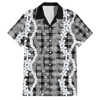 Hawaiian Ohia Lehua Lei Family Matching Short Sleeve Bodycon Dress and Hawaiian Shirt Plaid Palaka Eleele Pattern - Polynesian Pride