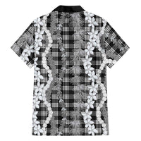 Hawaiian Ohia Lehua Lei Family Matching Short Sleeve Bodycon Dress and Hawaiian Shirt Plaid Palaka Eleele Pattern - Polynesian Pride