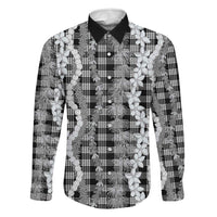 Hawaiian Ohia Lehua Lei Family Matching Short Sleeve Bodycon Dress and Hawaiian Shirt Plaid Palaka Eleele Pattern - Polynesian Pride